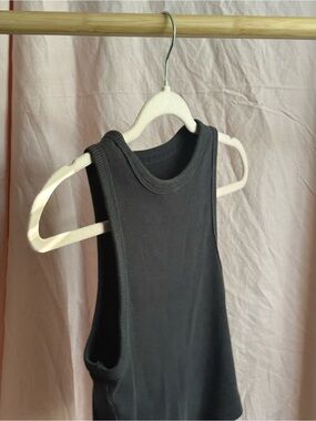 aerie Black Ribbed High-Neck Tank Top